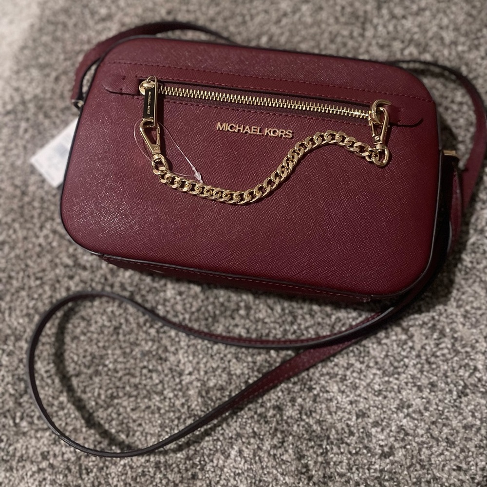 Michael Kors Large Crossbody Dark Cherry Leather